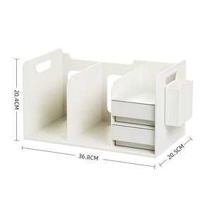 All-in-1 Desk Bookshelf With Drawer Organizers