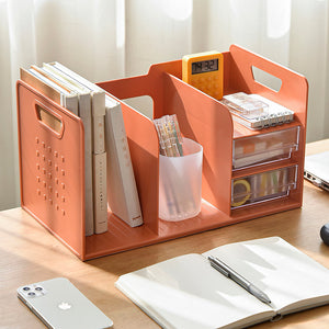 All-in-1 Desk Bookshelf With Drawer Organizers