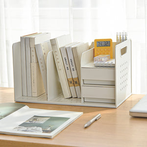 All-in-1 Desk Bookshelf With Drawer Organizers