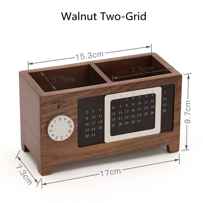 Wooden Pen Holder with Calendar